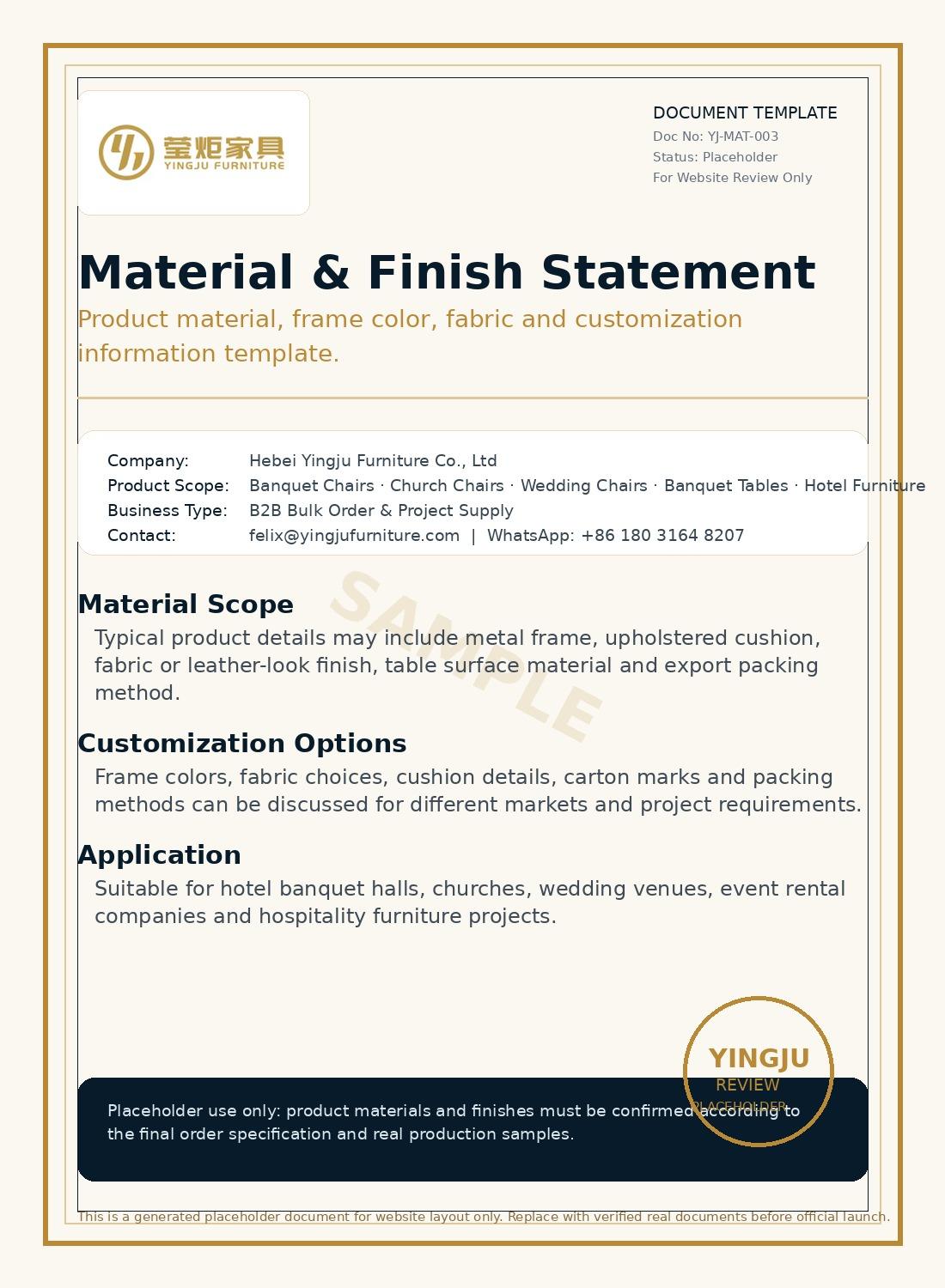Material & Finish Statement