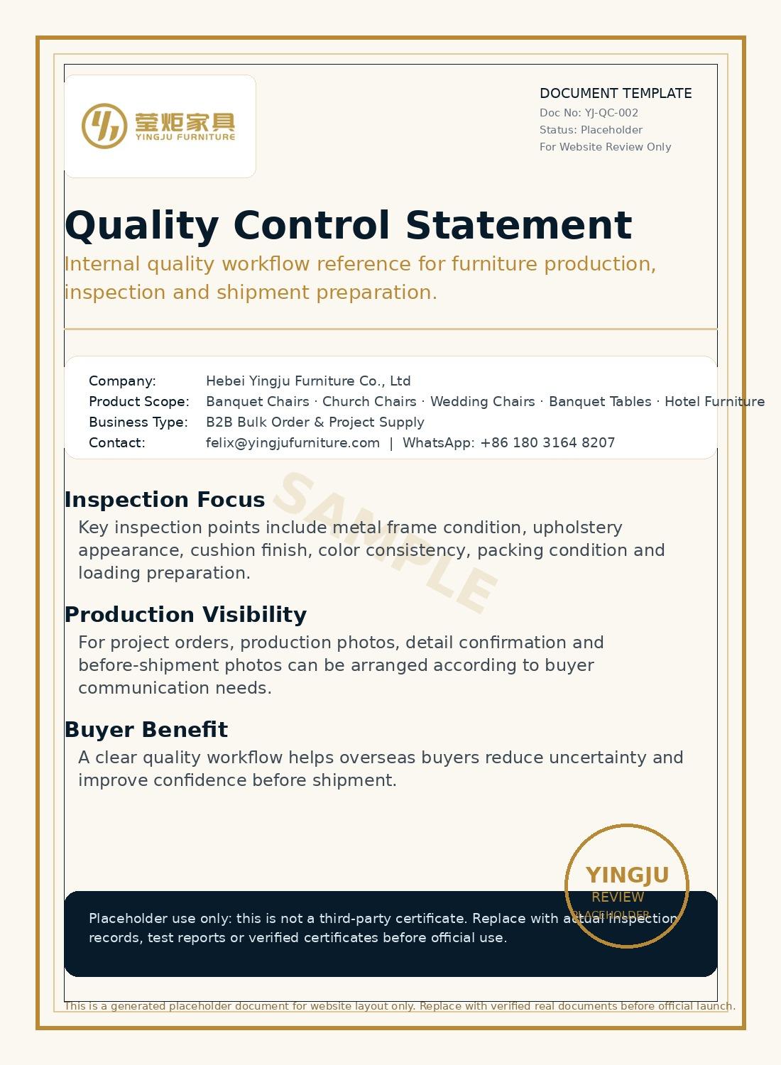 Quality Control Statement